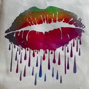Custom made dripping lips canvas tote bag